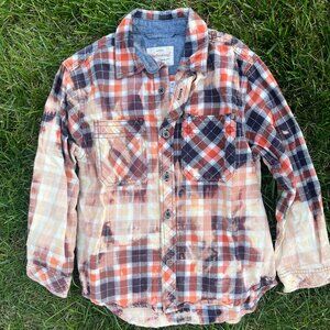 Child Small (7-8) Random Bleach Dye Flannel Shirt